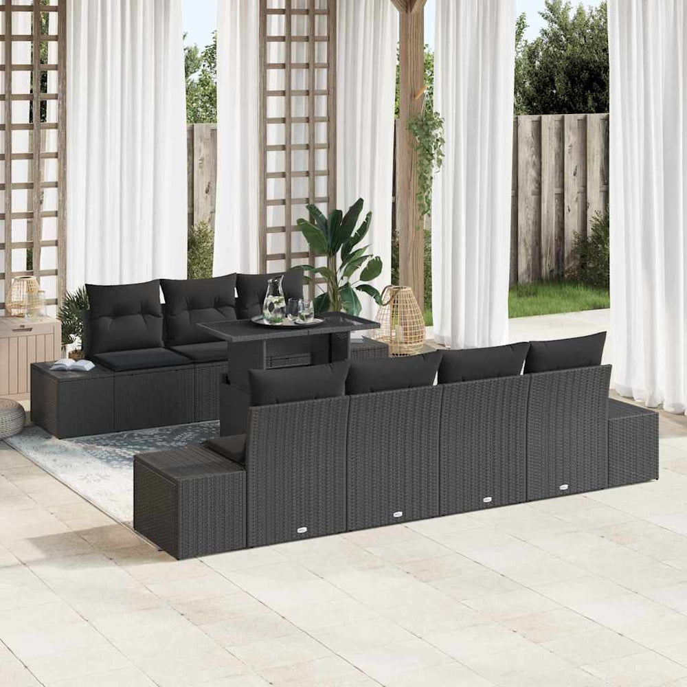 8 dalių sodo sofa komplektas su pagalvėlėmis juodas poli ratanas - Namų Idėja