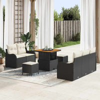 8 dalių sodo sofa komplektas su pagalvėlėmis juodas poli ratanas akacija - Namų Idėja