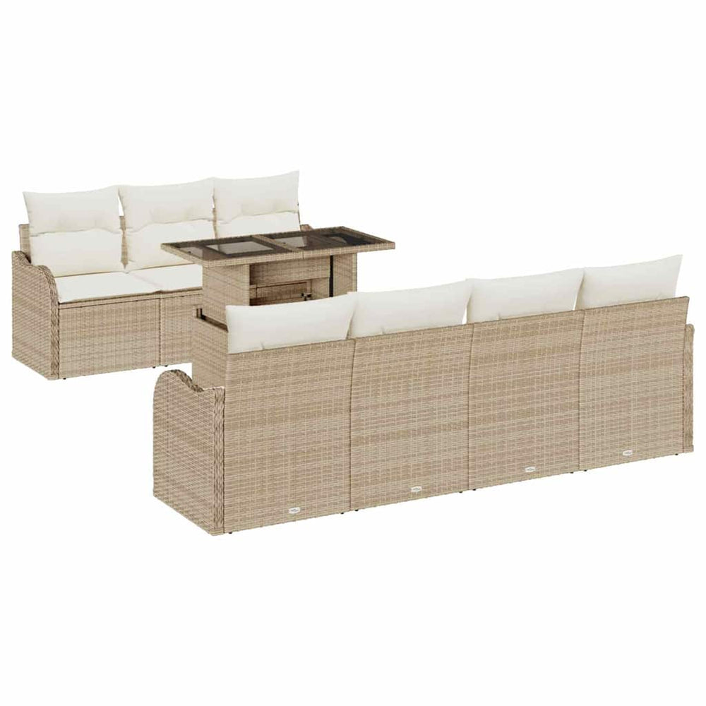 8 dalių sodo sofa komplektas su pagalvėlėmis Smėlio poliratano - Namų Idėja