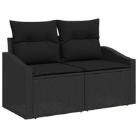 8 dalių Sodo Sofa Komplektas su Pagalvėmis Juoda Poli Ratanas Akacijos mediena - Namų Idėja