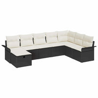8 dalių sodo sofa komplektas su pagalvėmis Juodas poliratanas - Namų Idėja