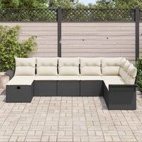 8 dalių sodo sofa komplektas su pagalvėmis Juodas poliratanas - Namų Idėja