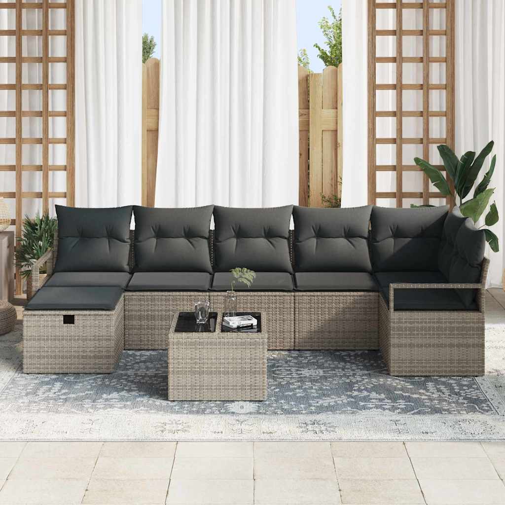 8 dalių sodo sofa komplektas su pagalvėmis pilka poli ratanas - Namų Idėja