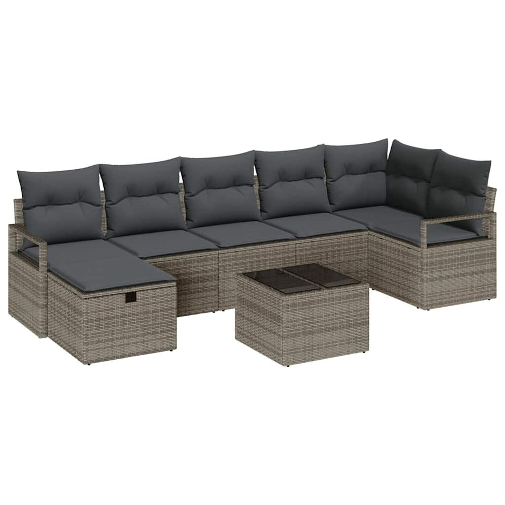 8 dalių sodo sofa komplektas su pagalvėmis pilka poli ratanas - Namų Idėja