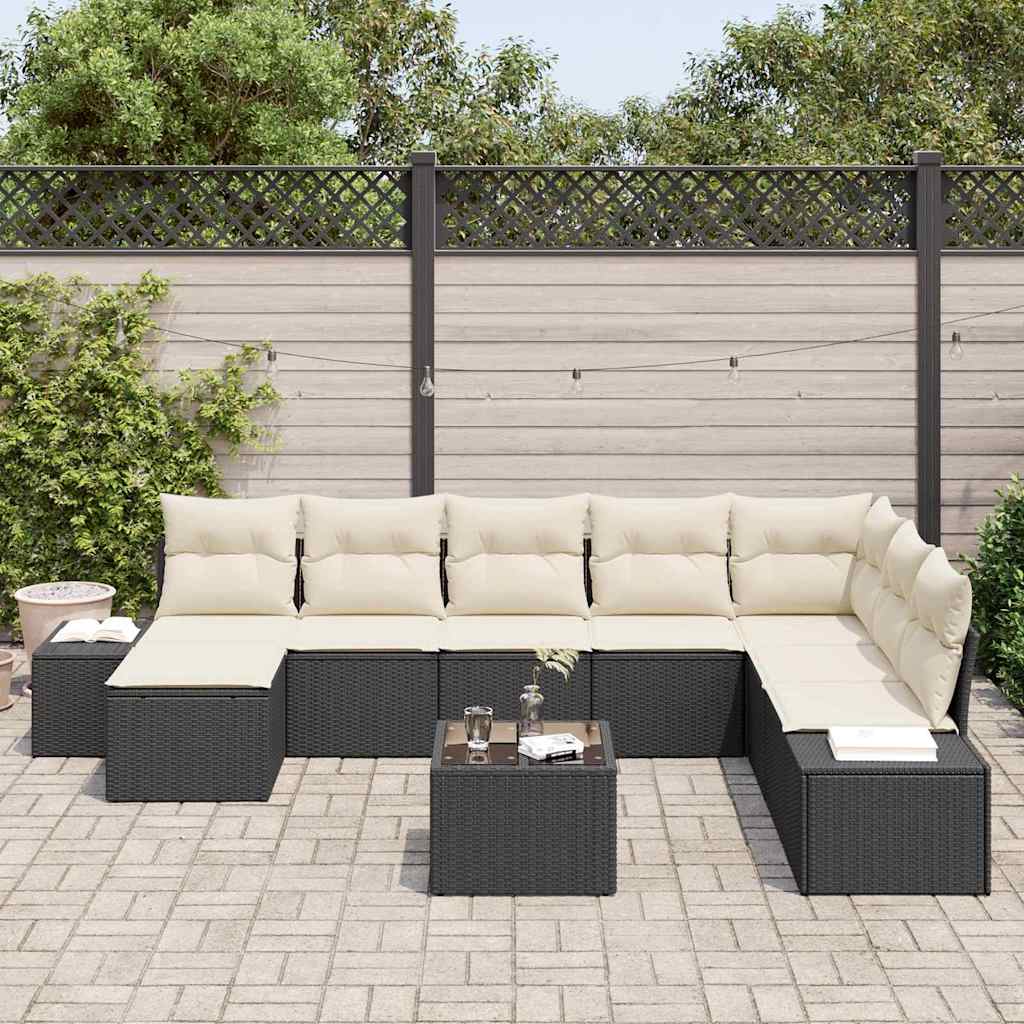 8 dalių sodo sofa komplektas su pagalvėmis Ruda poli ratanas - Namų Idėja