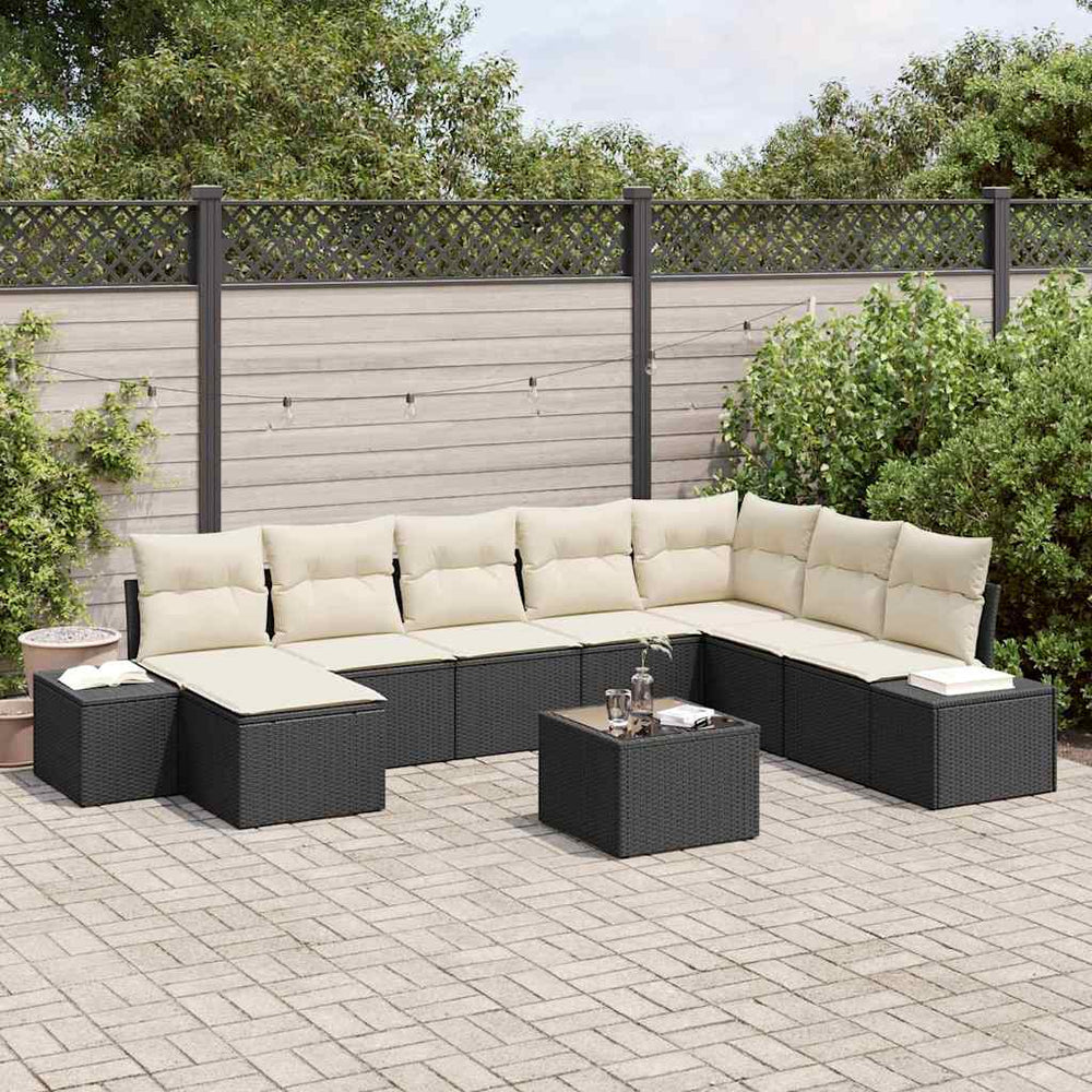 8 dalių sodo sofa komplektas su pagalvėmis Ruda poli ratanas - Namų Idėja