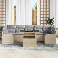 8 dalių sodo sofa komplektas su pagalvėmis Smėlinis poli ratanas - Namų Idėja