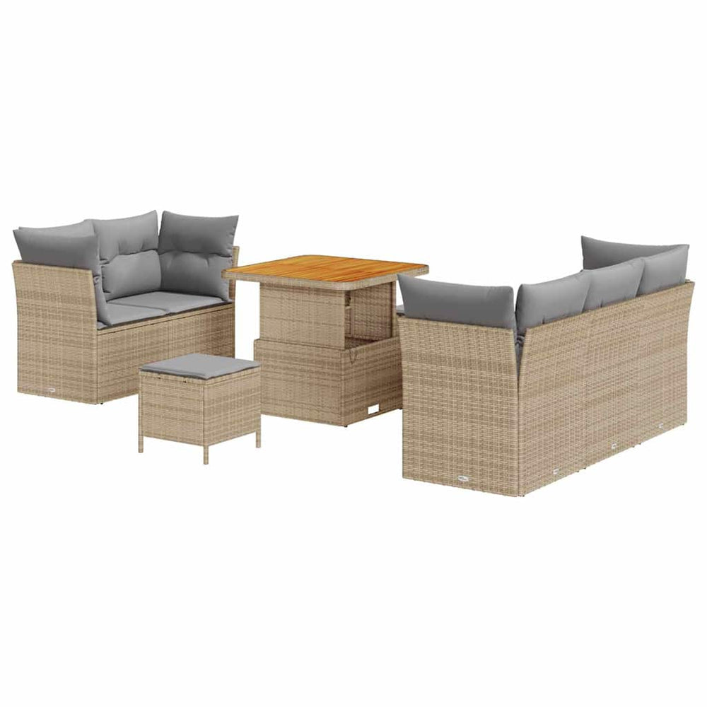 8 dalių sodo sofa komplektas su pagalvėmis smėlinis poliratanas - Namų Idėja