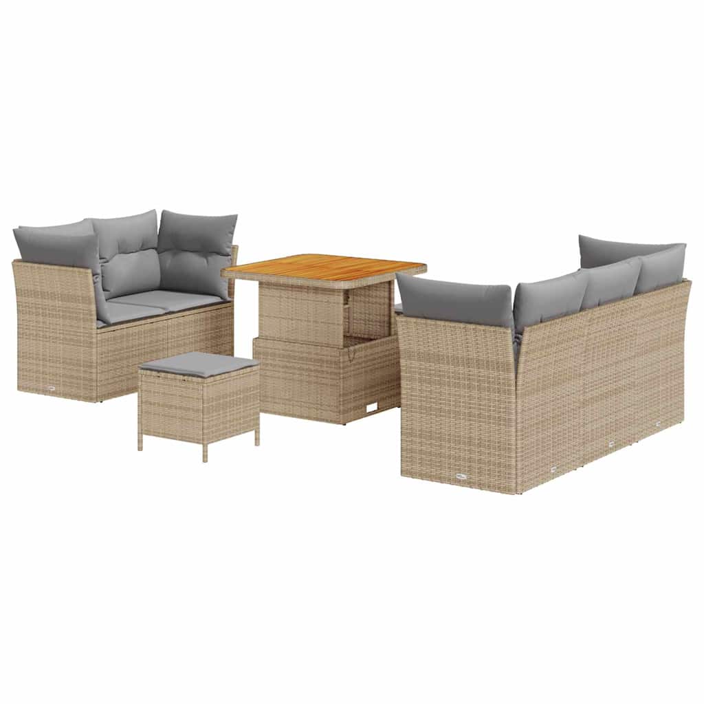 8 dalių sodo sofa komplektas su pagalvėmis smėlinis poliratanas - Namų Idėja