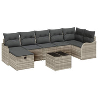 8 dalių sodo sofa komplektas su pagalvėmis Šviesiai pilka Poli ratanas - Namų Idėja