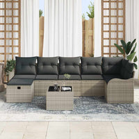 8 dalių sodo sofa komplektas su pagalvėmis Šviesiai pilka Poli ratanas - Namų Idėja