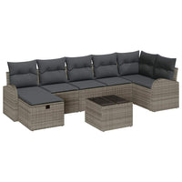 8 dalių Sodo Sofa Rinkinyje su Pagalvėlėmis Pilka Poli Ratanas - Namų Idėja