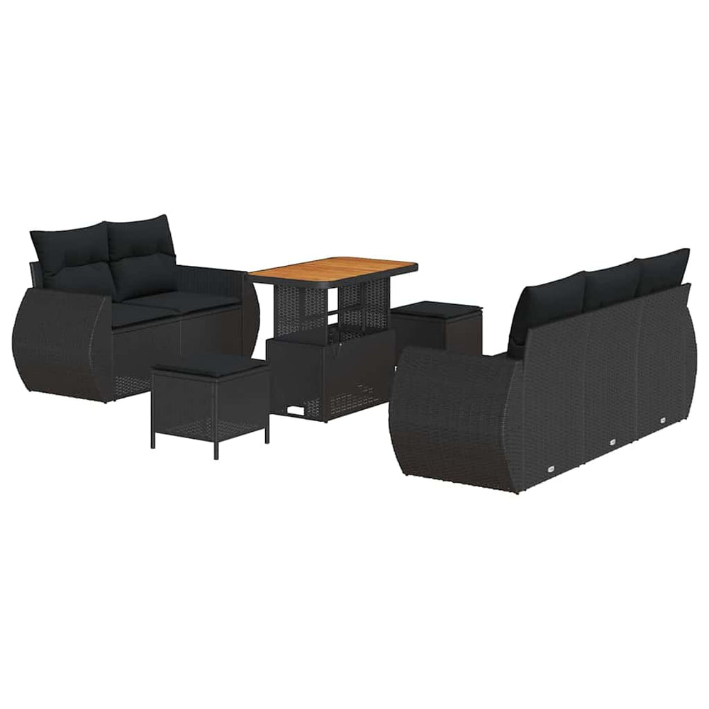 8 dalių sodo sofa rinkinys su pagalvėlėmis juoda poli ratanas akacija - Namų Idėja