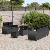 8 dalių sodo sofa rinkinys su pagalvėlėmis juoda poli ratanas akacija - Namų Idėja
