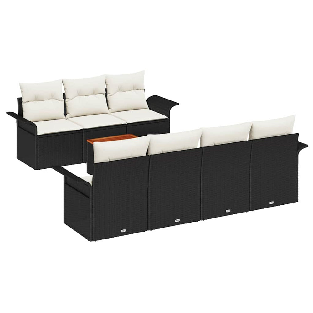 8 dalių sodo sofa rinkinys su pagalvėlėmis juodo poliratanas akacija - Namų Idėja