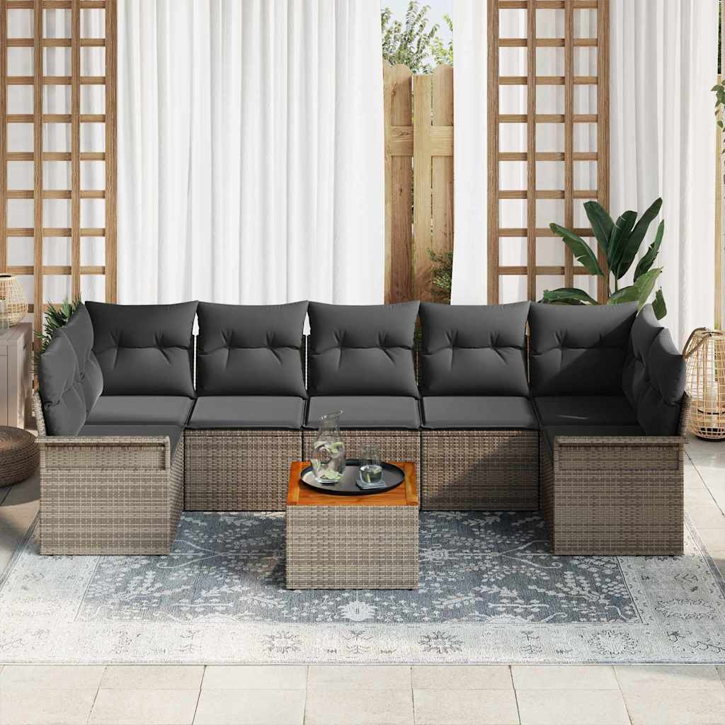 8 dalių sodo sofa rinkinys su pagalvėlėmis pilko poli ratanas akacija - Namų Idėja