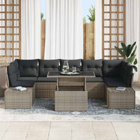 8 dalių sodo sofa rinkinys su pagalvėlėmis pilkos spalvos poli ratanas - Namų Idėja
