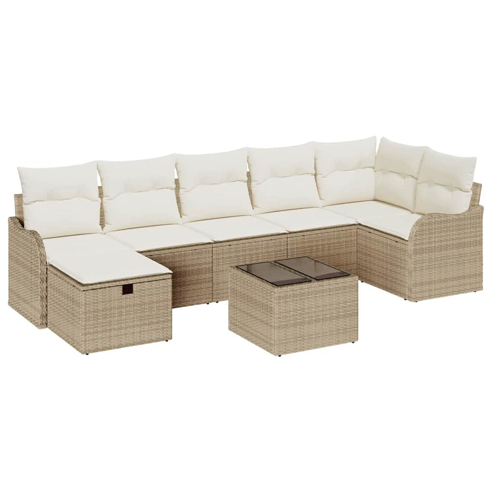 8 dalių sodo sofa rinkinys su pagalvėlėmis smėlio poli ratanas - Namų Idėja