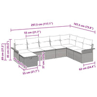 8 dalių sodo sofa rinkinys su pagalvėlėmis, smėlio spalvos, poli ratanas - Namų Idėja