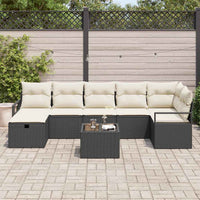 8 Dalių Sodo Sofa Rinkinys su Pagalvėmis Juoda Poli Ratanas - Namų Idėja