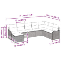8 dalių sodo sofa rinkinys su pagalvėmis, ruda poli ratanas - Namų Idėja