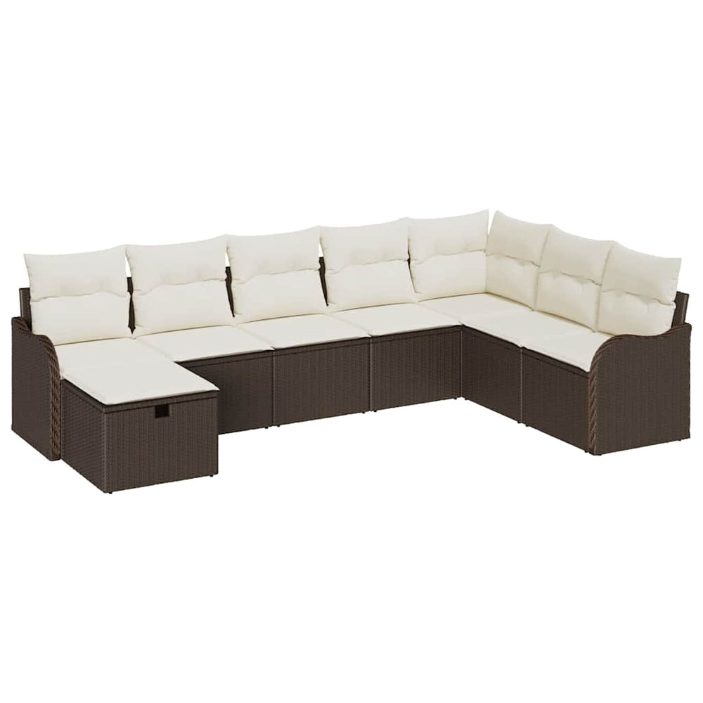 8 dalių sodo sofa rinkinys su pagalvėmis, ruda poli ratanas - Namų Idėja