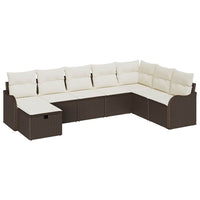 8 dalių sodo sofa rinkinys su pagalvėmis, ruda poli ratanas - Namų Idėja