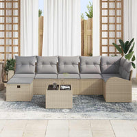 8 dalių sodo sofa rinkinys su pagalvėmis Smėlio Poli ratanas - Namų Idėja