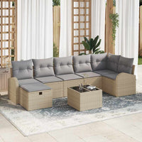 8 dalių sodo sofa rinkinys su pagalvėmis Smėlio Poli ratanas - Namų Idėja