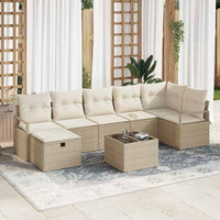 8 dalių sodo sofa rinkinys su pagalvėmis Smėlio poli ratanas - Namų Idėja