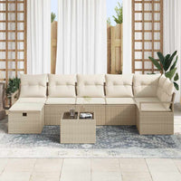 8 dalių sodo sofa rinkinys su pagalvėmis Smėlio poli ratanas - Namų Idėja