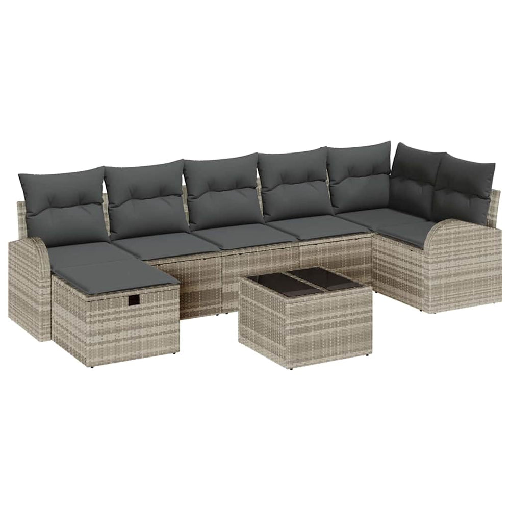 8 dalių sodo sofa rinkinys su pagalvėmis šviesiai pilkas poli ratanas - Namų Idėja