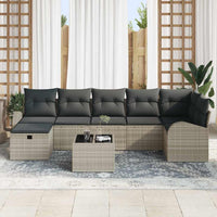 8 dalių sodo sofa rinkinys su pagalvėmis šviesiai pilkas poli ratanas - Namų Idėja