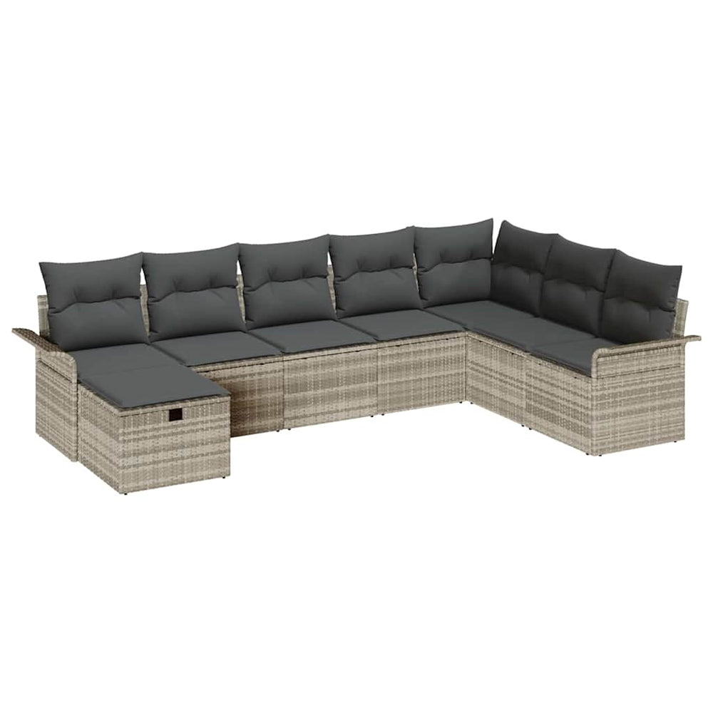 8 dalių sodo sofa rinkinys su pagalvėmis šviesiai pilkos poli ratanas - Namų Idėja