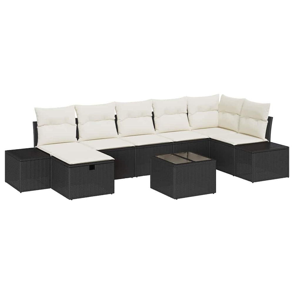 8 dalių sodo sofa su pagalvėlėmis juoda poli ratan - Namų Idėja