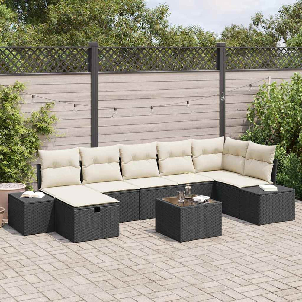 8 dalių sodo sofa su pagalvėlėmis juoda poli ratan - Namų Idėja
