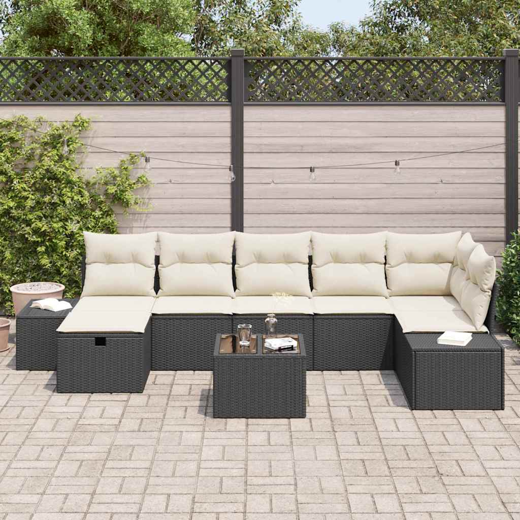 8 dalių sodo sofa su pagalvėlėmis juoda poli ratan - Namų Idėja