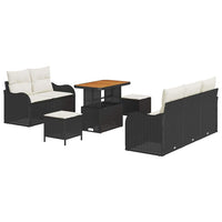 8 dalių sodo sofa su pagalvėlėmis - juoda poli ratanas akacija - Namų Idėja