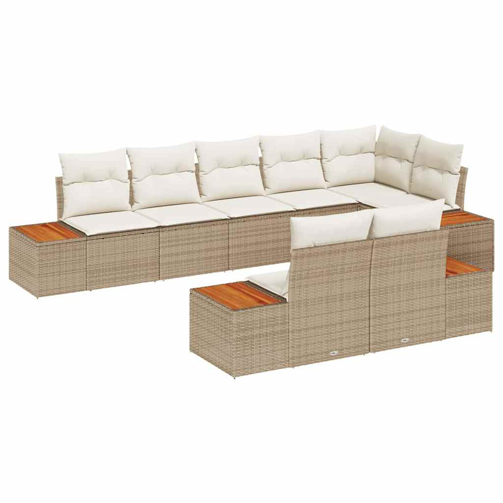 8 dalių sodo sofa su pagalvėlėmis smėlio poli ratanas akacija - Namų Idėja