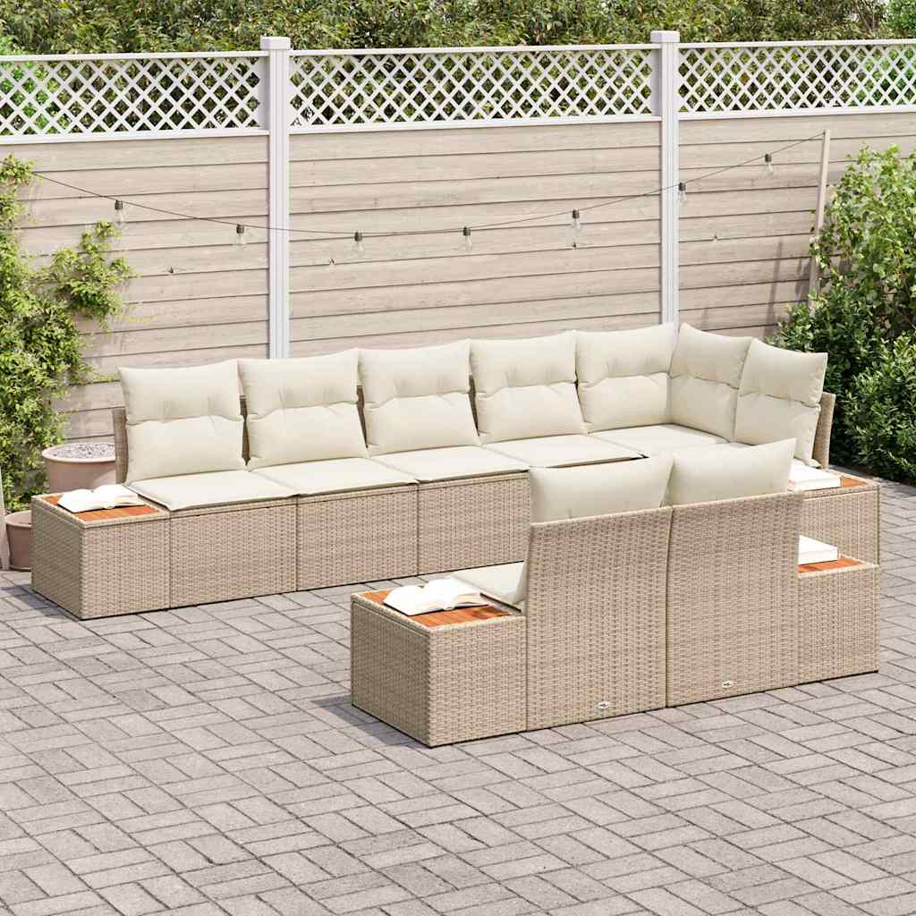 8 dalių sodo sofa su pagalvėlėmis smėlio poli ratanas akacija - Namų Idėja