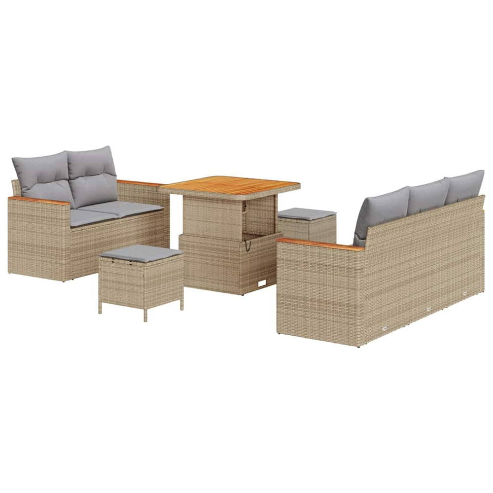 8 dalių sodo sofa su pagalvėlėmis smėlio poli ratanas akacija - Namų Idėja