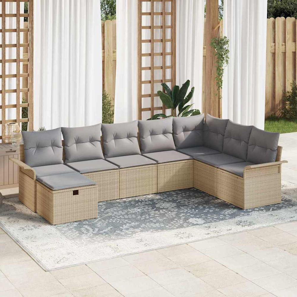 8 dalių sodo sofa su pagalvėlėmis smėlio poliratanas - Namų Idėja