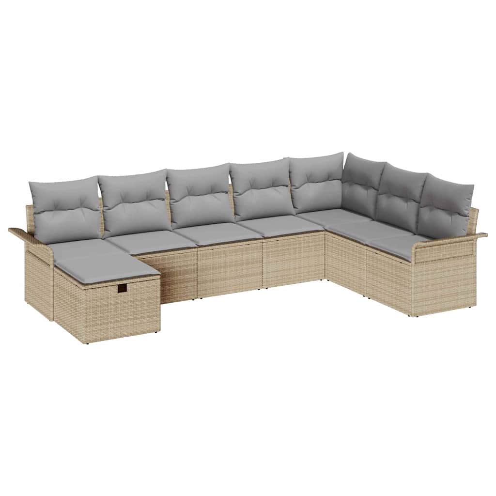 8 dalių sodo sofa su pagalvėlėmis smėlio poliratanas - Namų Idėja