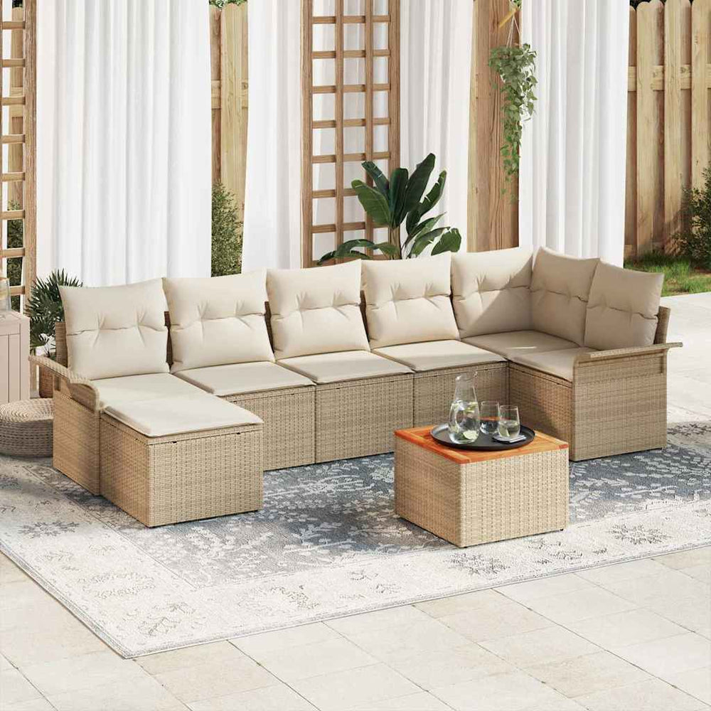 8 dalių sodo sofa su pagalvėlėmis smėlio poliratanas akacijos - Namų Idėja