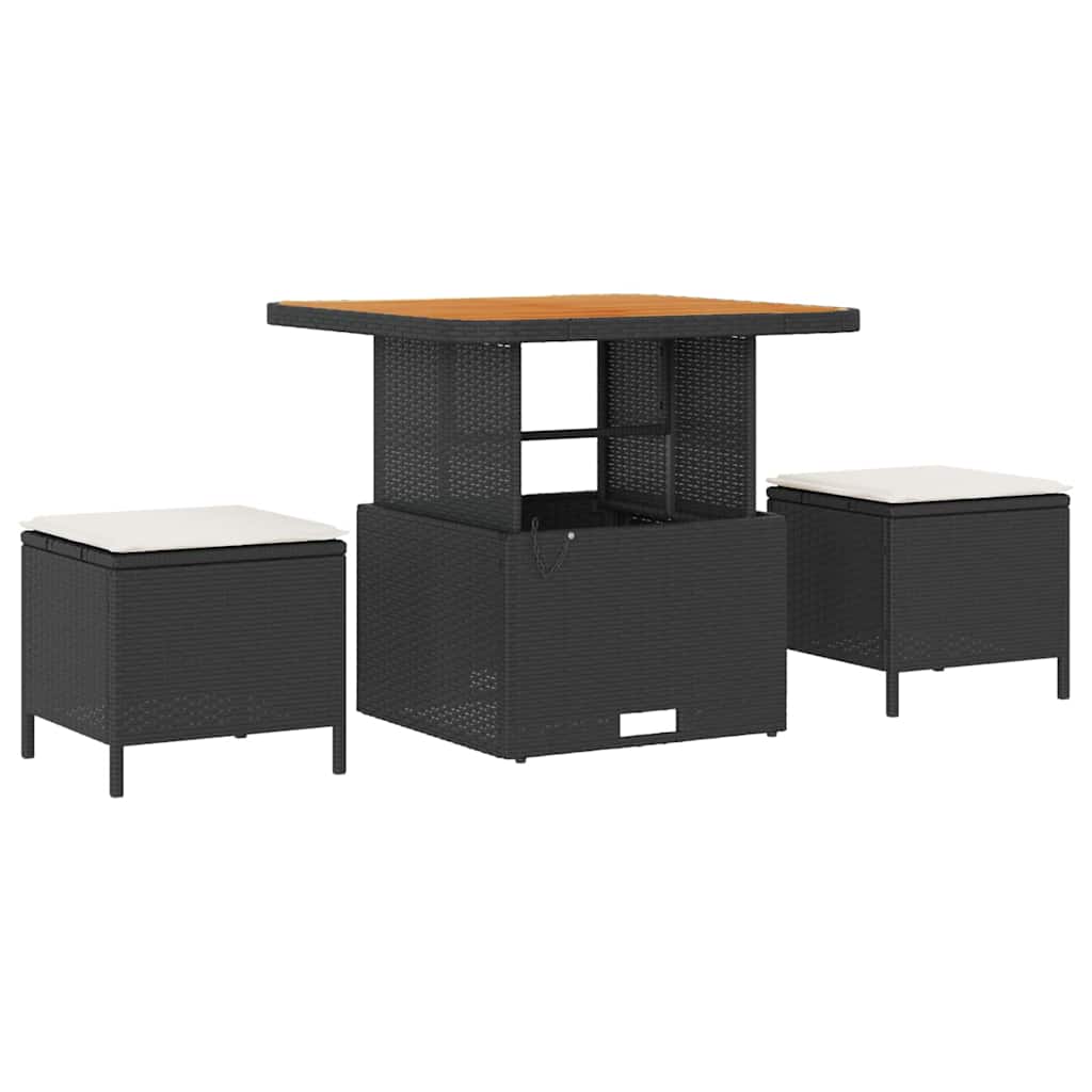 8 dalių sodo sofa su pagalvėmis Juoda Poli Rattan Akacija - Namų Idėja