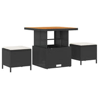 8 dalių sodo sofa su pagalvėmis Juoda Poli Rattan Akacija - Namų Idėja
