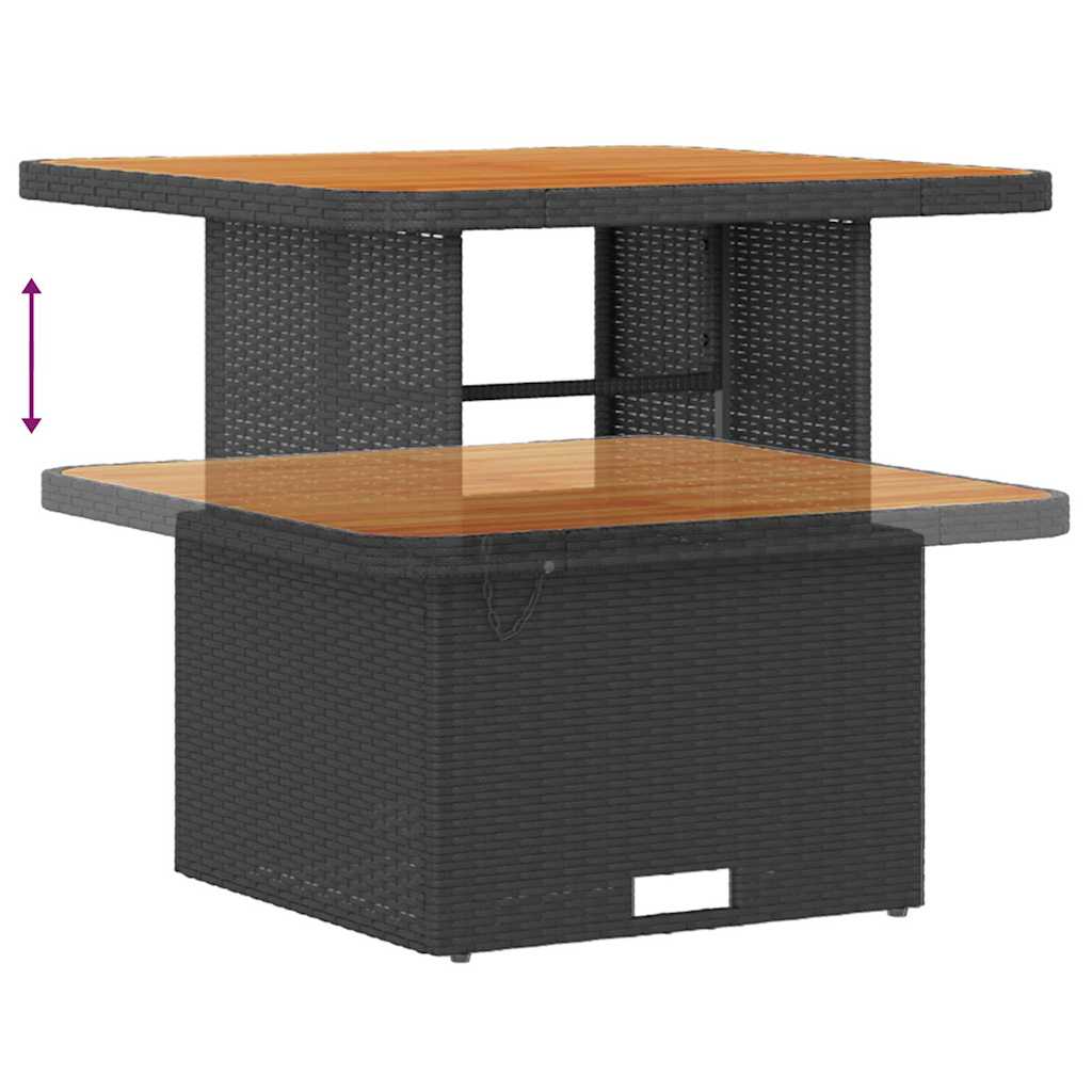 8 dalių sodo sofa su pagalvėmis Juoda Poli Rattan Akacija - Namų Idėja