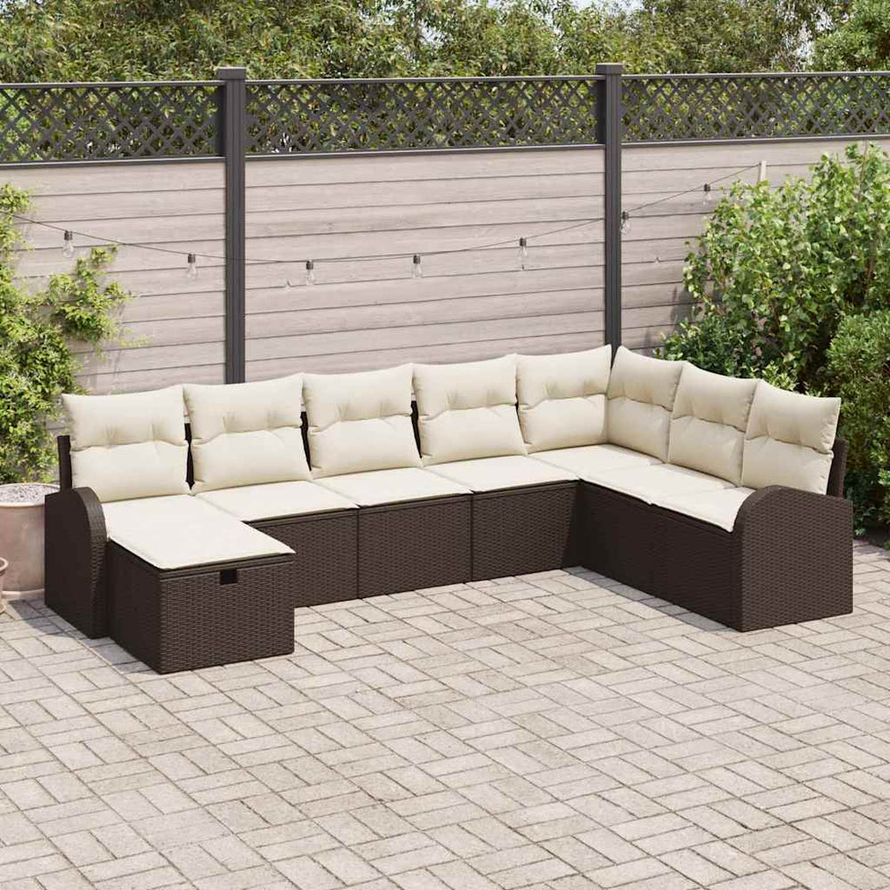 8 dalių sodo sofa su pagalvėmis ruda poli ratanas - Namų Idėja