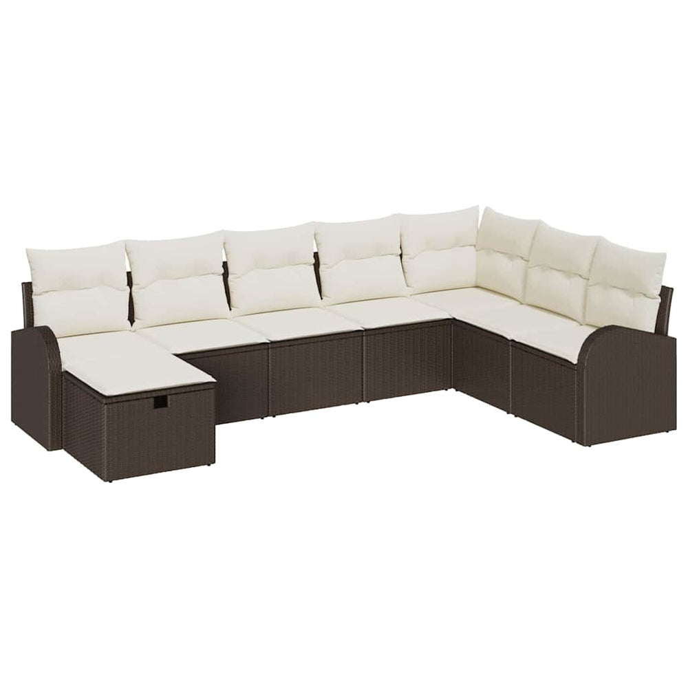8 dalių sodo sofa su pagalvėmis ruda poli ratanas - Namų Idėja