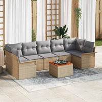 8 dalių sodo sofas komplektas su pagalvėlėmis smėlio poli ratanas akacija - Namų Idėja